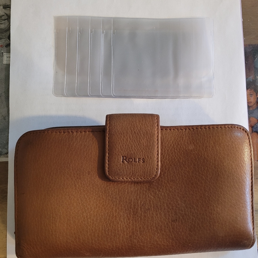 Rolfs vintage brown leather wallet with card sleeve  - D17